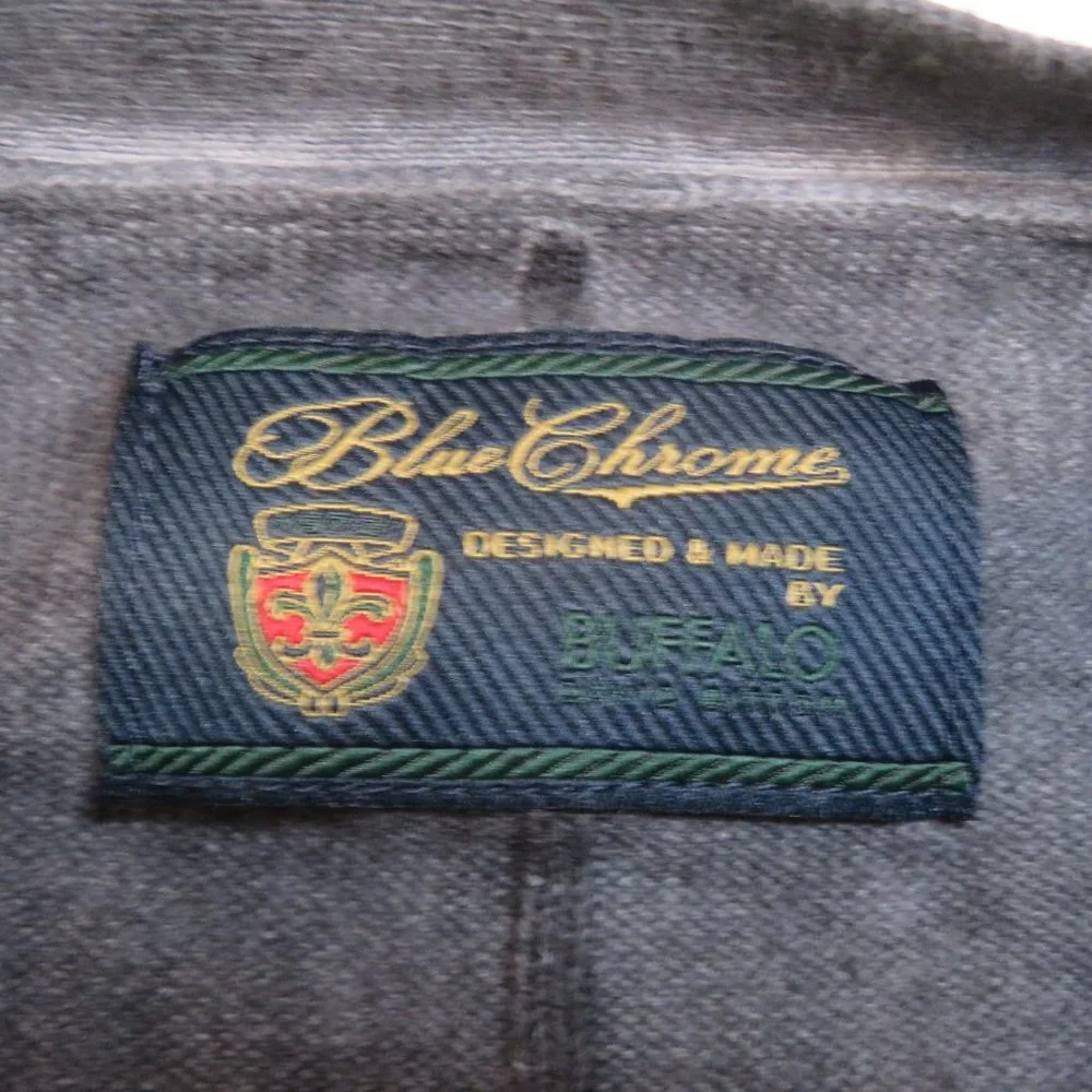 Blue Chrome Buffalo David Bitton Cardigan Sweater Mens XL Gray Cotton Button‎ Up